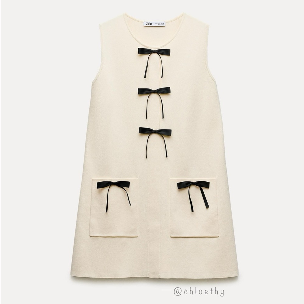 Zara KNIT MINI DRESS WITH CONTRASTING BOWS
